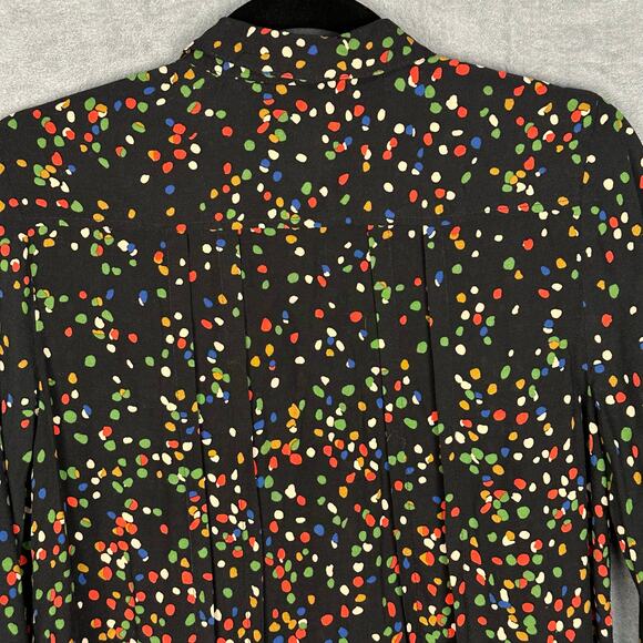 Maeve Top Womens 6 Black Polka Dot Long Sleeve Button Down Career Casual Blouse - Picture 4 of 12